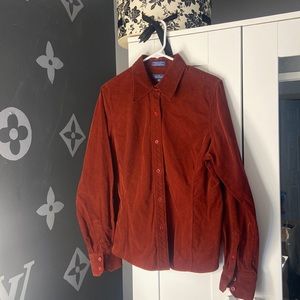Button down corduroy in a beautiful burgundy
